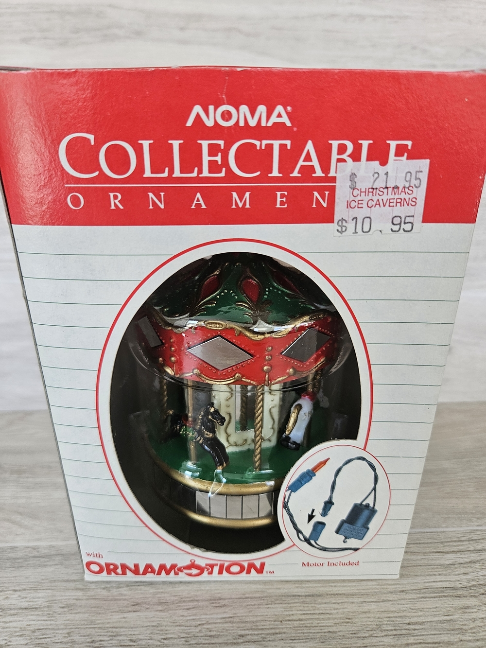 NOMA Collectable Red & Green Carousel Ornament with OrnamoTION Motor